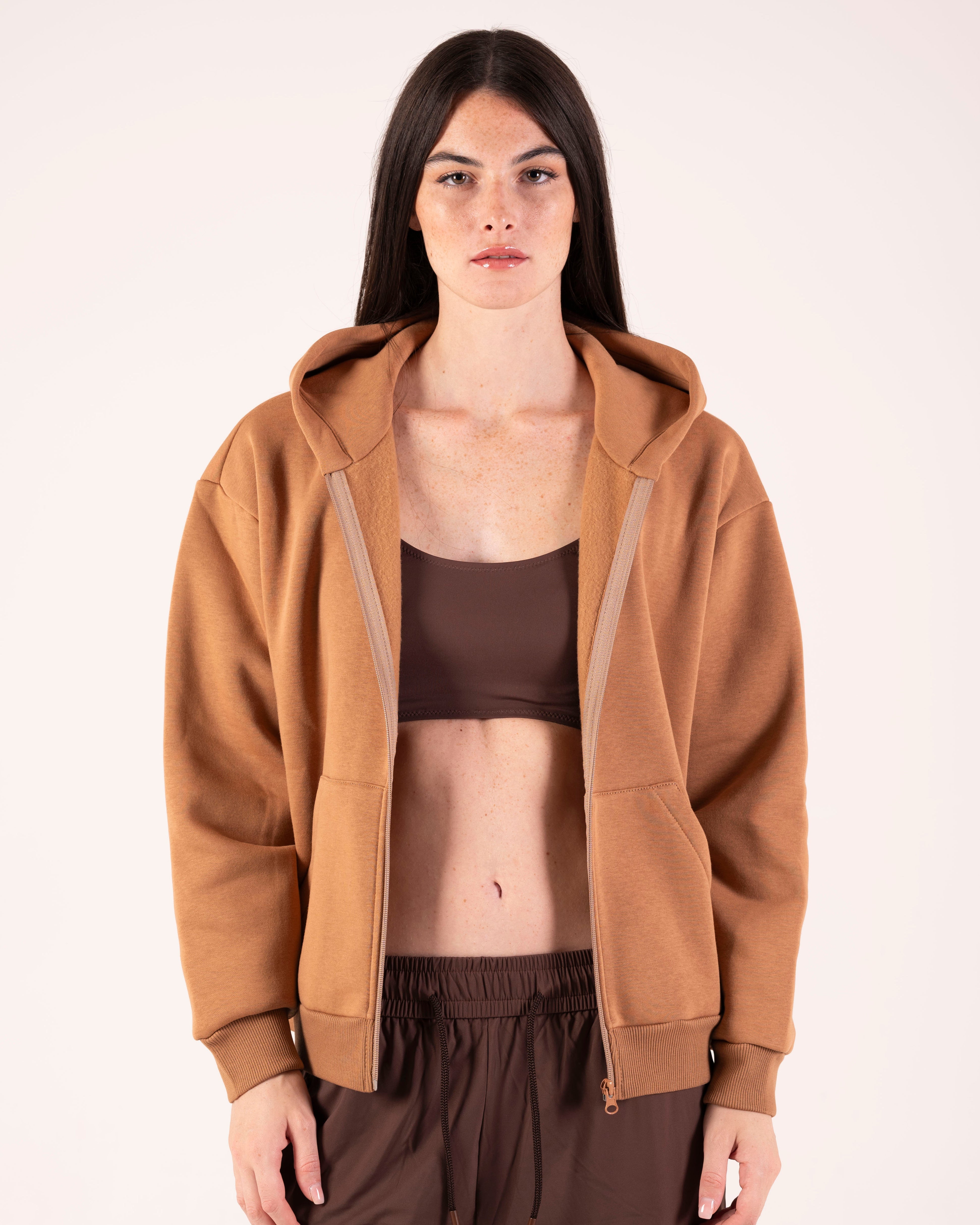 Felpa Hoodie Camel