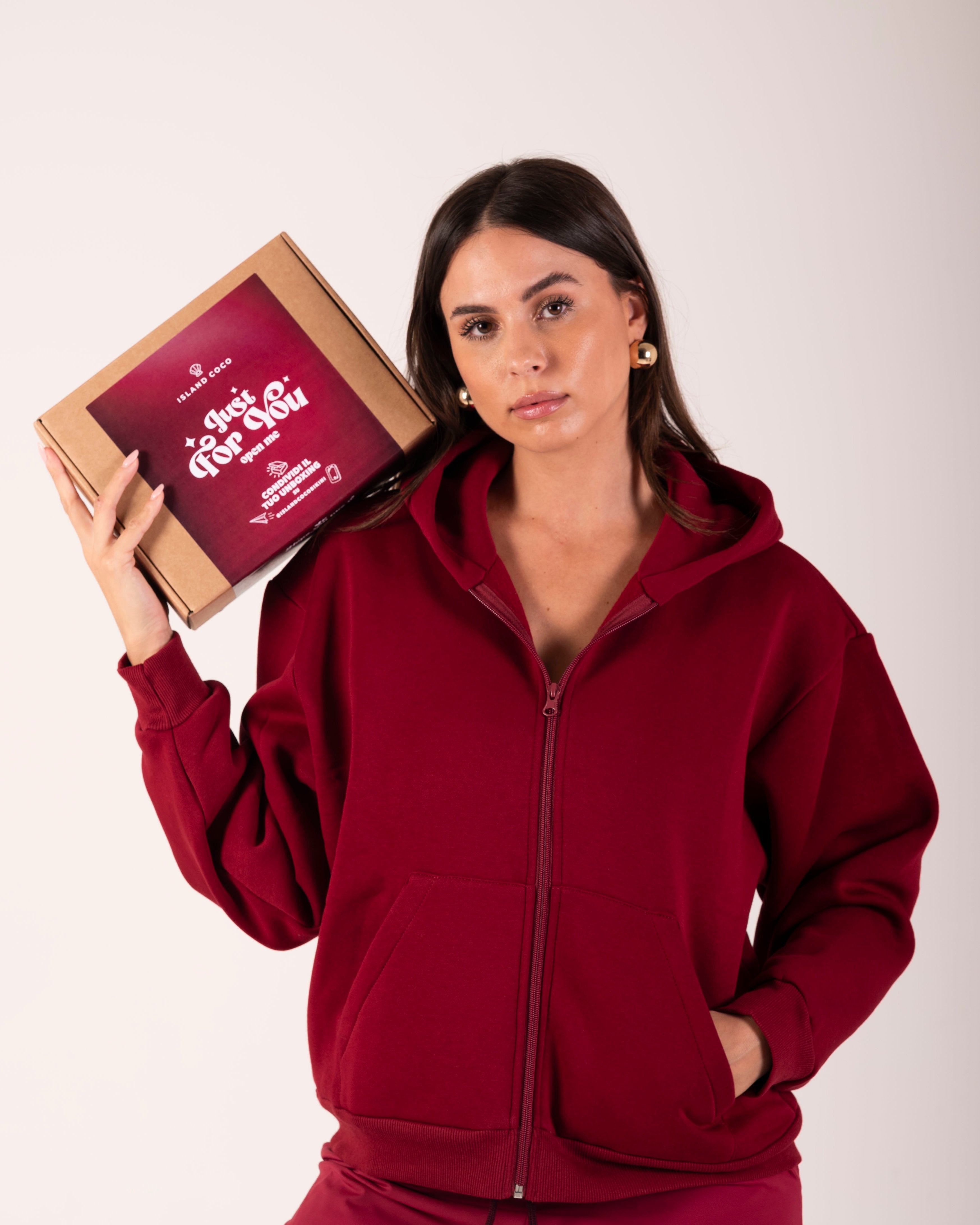 Felpa Hoodie Bordeaux