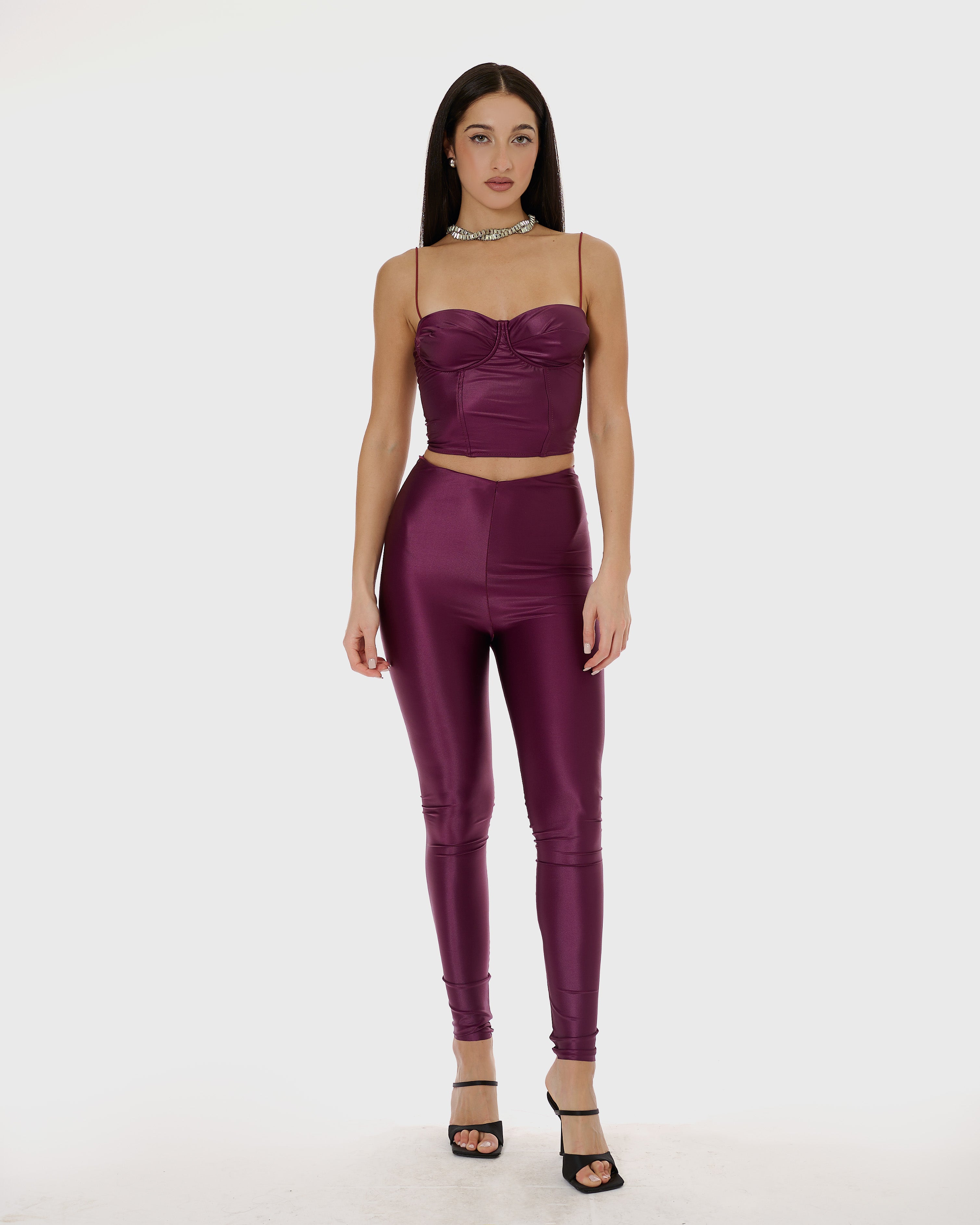 Leggings Effetto Pelle Wine