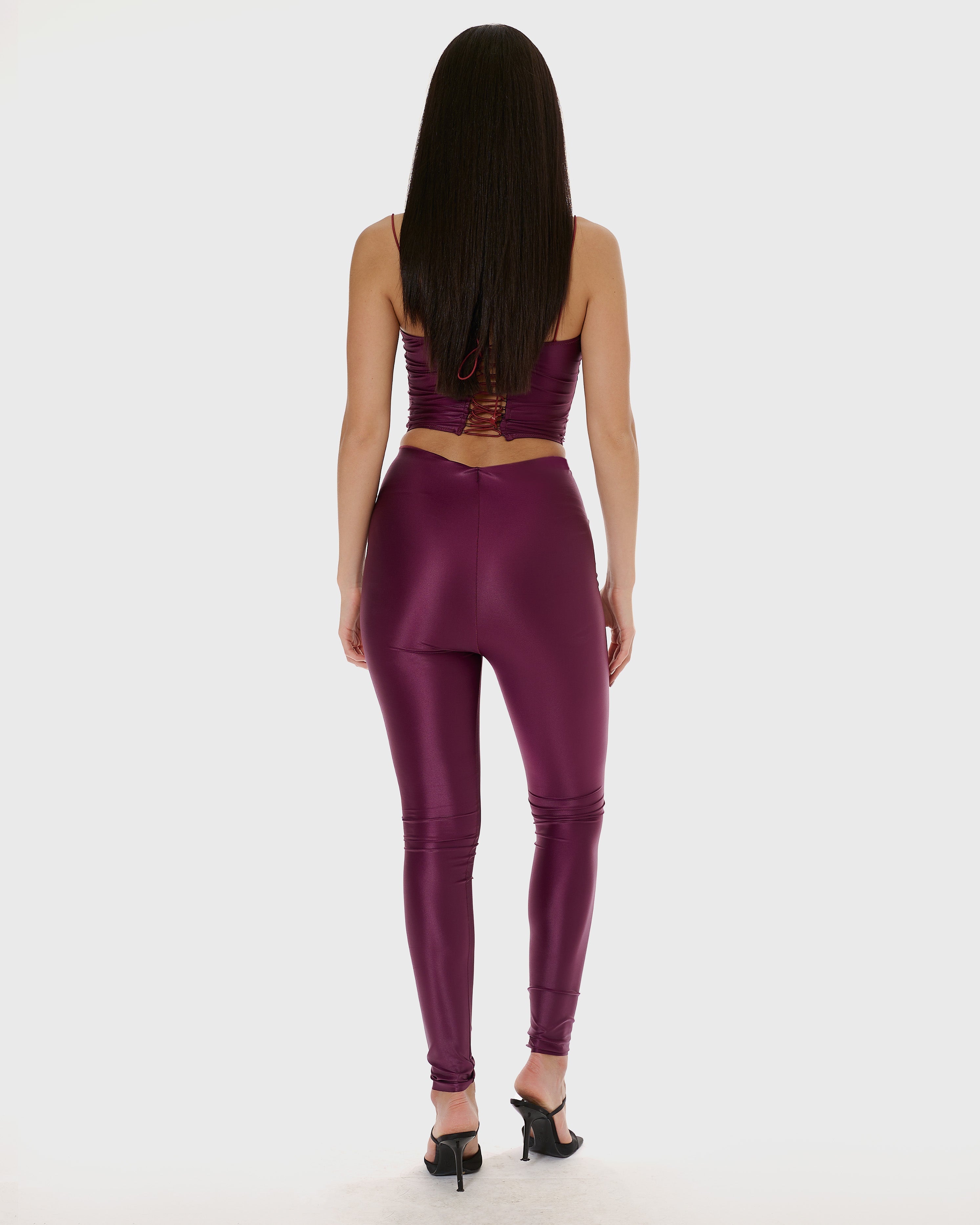 Leggings Effetto Pelle Wine