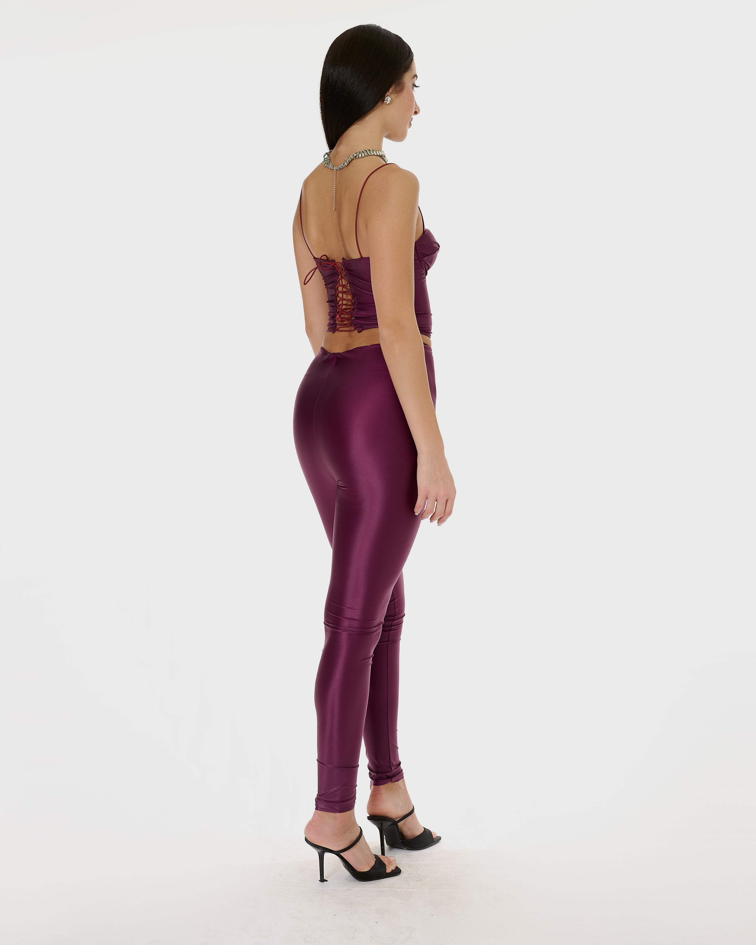 Leggings Effetto Pelle Wine